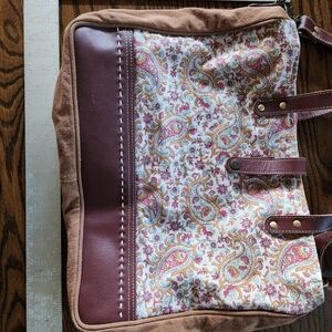 Myra Bag Paisley Tote - Burgundy and Tan
